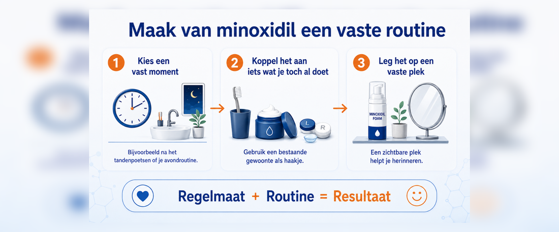 Minoxidil gebruiken en volhouden: zo maakt je er een vaste routine van