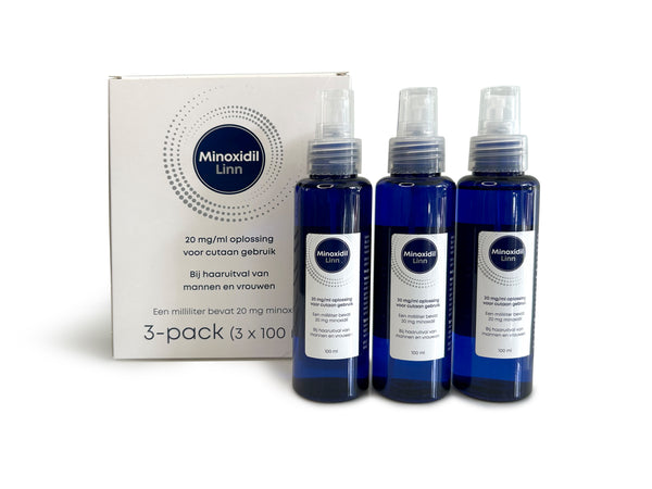 Minoxidil 2% lotion 3-pack tegen haaruitval