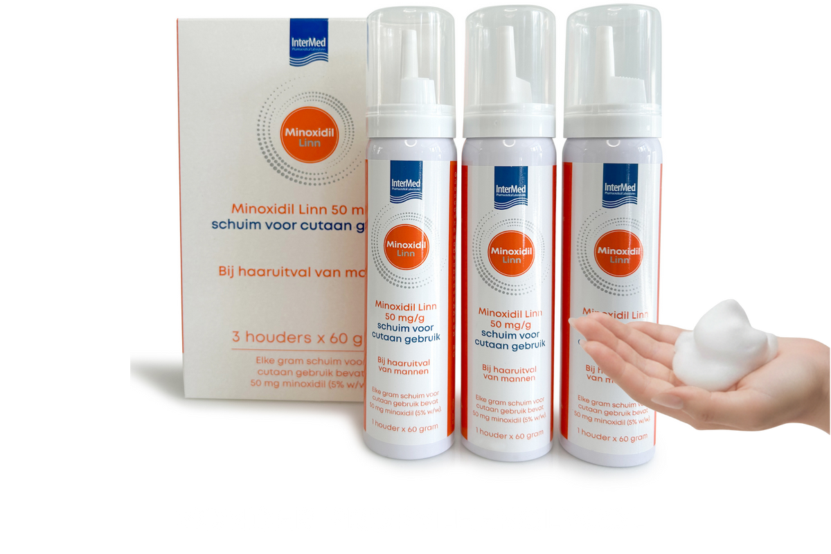 Minoxidil 5% foam 3-pack without propylene glycol for hair loss