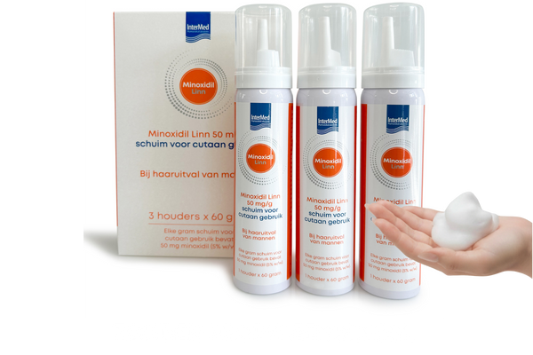 Minoxidil 5% schuim 3-pack zonder propyleenglycol