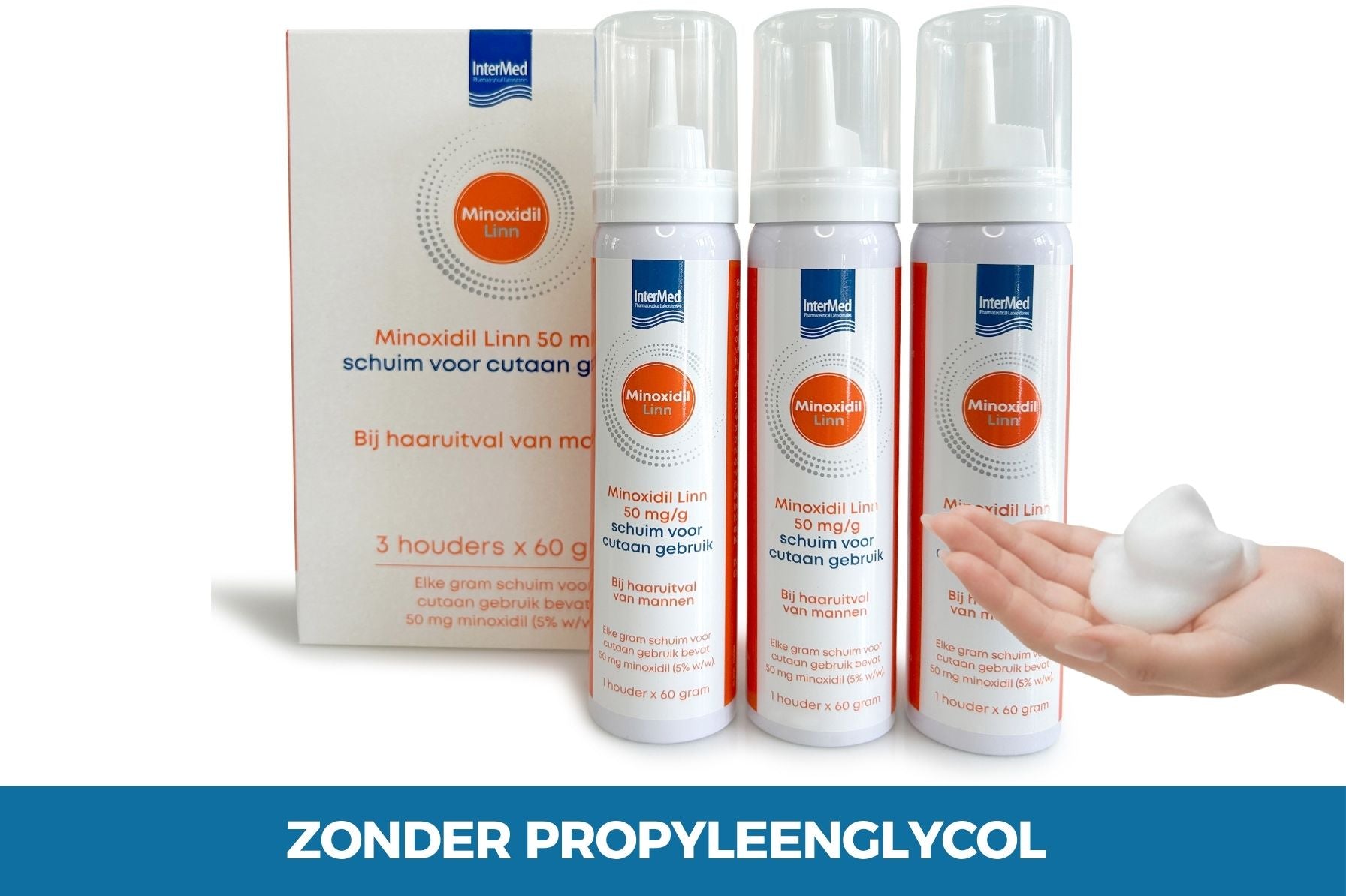 Minoxidil 5% schuim voordeelpakket 3-pack zonder propyleenglycol gratis verzending