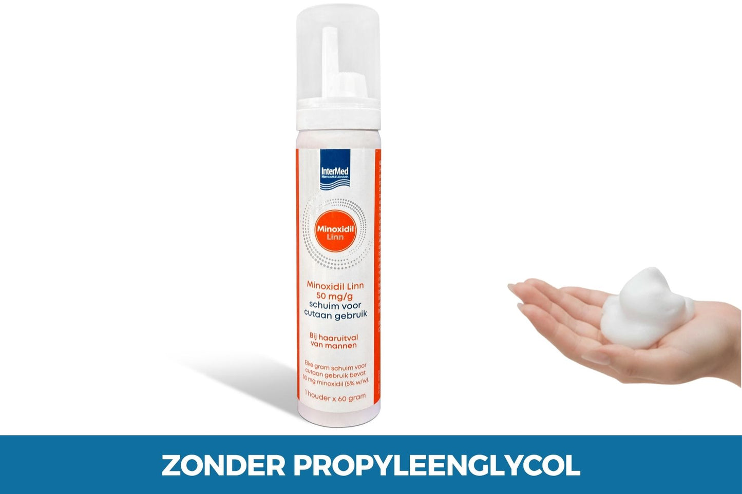 Minoxidil 5% schuim zonder propyleenglycol tegen haaruitval